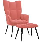 vidaXL Fauteuil "Gückingen" en velours (100% polyester), acier en rose. Dimensions (l/h/p) 61x96x70 cm