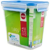 EMSA , boîte de conservation hermétique "Clip & Close", 1,6 litre, transparente/bleue, en plastique