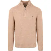 Tommy Hilfiger Pullover Half Zip Lambswool Safari Canvas Heather Beige taille L