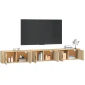 vidaXL Armoires TV murales 3 pièces chêne Sonoma 100x34,5x40 cm