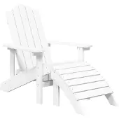 vidaXL Chaise de jardin Adirondack avec tabouret & table PEHD blanc