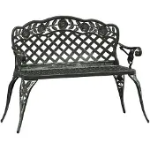vidaXL Banc de jardin 108 cm fonte d'aluminium vert