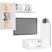 vidaXL Ensemble de 4 armoires TV blanc en bois composite