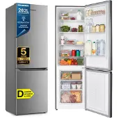 Heinner HC-HM262INVXD Réfrigérateur-congélateur 262L, charnières réversibles, acier inoxydable