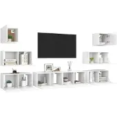 vidaXL Ensemble de 8 meubles TV blanc en bois composite