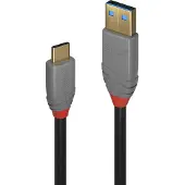Lindy 36913 USB 3.2 Typ A et C Kabel, 5A PD, Anthra Line 2m