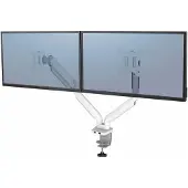 Fellowes Bras porte-écrans double - Platinum Series - Blanc - Inclinable - Pour écrans 32"-65"