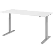 Hjh OFFICE PRO Bureau réglable en hauteur XMKA | 2-moteurs | 120-180 cm | électrique | blanc, couleur:argent, taille du plateau:180 x 80 cm