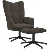 vidaXL Fauteuil relax avec pouf gris foncé velours