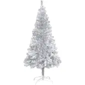 vidaXL Sapin de Noël artificiel avec support argenté 150 cm PET