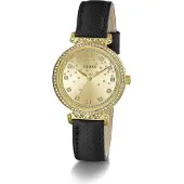 GUESS Montre à affichage analogique 'Enchantment' or / noir / transparent
