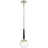 Quintiesse Suspension Marilyn, nickel poli, 1xE27x60W, verre, dimensions : 151,3 x 19,5 x 19,5 cm, IP20,