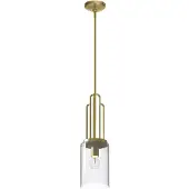 Quintiesse Elstead Kimrose Lampe à suspendre E27 Laiton naturel brossé Clair strié