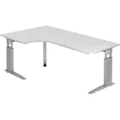 Hjh OFFICE PRO UNDA 82 S - 200 x 120, réglable en hauteur, blanc/argent