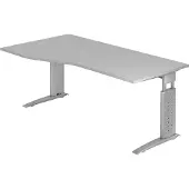 Hjh OFFICE PRO US18 höhenverstellbarer Schreibtisch weiß Trapezform