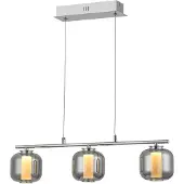 Brilliant Rafa LED Lampe suspendue 3flg poutre chrome/verre fumé