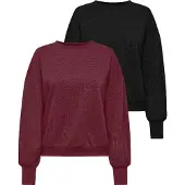 ONLY Sweat-shirt 'ONLBROOKE' rouge rubis / noir