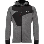 Salewa - Polaire chaude et légère - Puez 2 Dry M L/S Hood FZ Tee Black Out Melange pour Homme en Tissu Technique - Taille XL - Gris