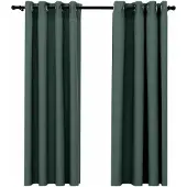 vidaXL Rideaux occultants Aspect lin avec œillets 2 pcs Vert 140x175cm