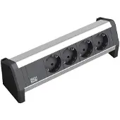 Bachmann DESK 4x Schutzkontakt mit fest verbundenem Anschlusskabel, schwarz, 3 m
