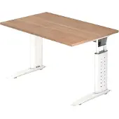 Hjh OFFICE PRO UNDA 12 W - 120 x 80, réglable en hauteur, noyer/blanc