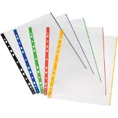 Herlitz Pochette, DIN A4, transparente, bord extérieur coloré 0,070 mm, en film PP, indélébile, trou (A4, 50x)