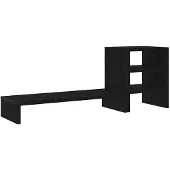 vidaXL Support d'écran avec rangement de bureau, noir, aspect chêne