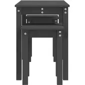 vidaXL Tables gigognes 3 pcs Gris Bois de pin massif