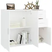 vidaXL Sideboard blanc 91x29,5x75 cm bois composite