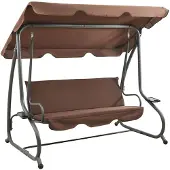 vidaXL Balancelle hollywoodienne avec toit solaire brun café
