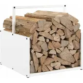 vidaXL Étagère à bois de chauffage Blanc 40x40x40 cm Acier laminé à froid
