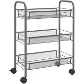 vidaXL Chariot de cuisine 3 étagères Gris 46x26x64 cm Fer