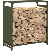 vidaXL Étagère à bois de chauffage vert olive 60x28x65 cm Acier laminé à froid