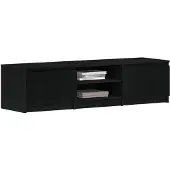 vidaXL Armoire TV noire imitation chêne 140x40x36 cm Bois composite