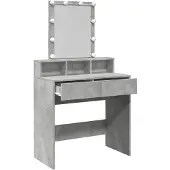 vidaXL Coiffeuse avec éclairage LED gris béton 80x41x144,5 cm