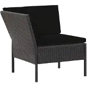 vidaXL Ensemble de salon de jardin 6 pièces avec coussins Poly rotin noir