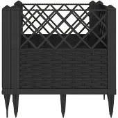 vidaXL Jardinière avec piquets noir 43,5x43,5x43,5 cm PP