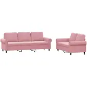 vidaXL Ensemble de canapés 2 pièces avec coussins Rose velours