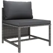 vidaXL Ensemble de salon de jardin 3 pièces avec coussins Gris Poly rotin