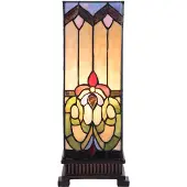 Clayre & Eef Lampe de table Tiffany 17x17x44 cm Beige Bleu Verre