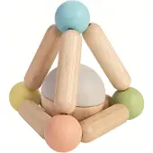 PlanToys Triangle d'embrayage en bois jouet bebe avec un son doux en balle a deux tons (5256) | Collection de couleurs pastel | Fabriquee de mani