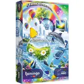 Trefl Puzzle : Flamant rose, Chaos Internet, Y2K, 600 pièces (édition spéciale)