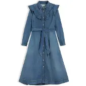 Tommy Hilfiger Ww0ww51463 Long Sleeve Midi Dress Bleu L Femme