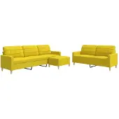 vidaXL Ensemble de canapés 3 pièces avec repose-pieds Tissu jaune clair