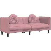 vidaXL Canapé 3 places avec coussins rose velours