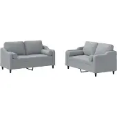 vidaXL Ensemble de canapés 2 pièces avec coussins Tissu gris clair