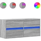 vidaXL Armoire TV murale avec éclairage LED Gris Sonoma 100x31x45 cm
