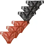 Hunkemoller String 'Belle' rouge rouille / noir