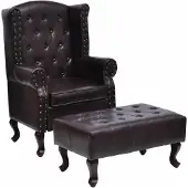 vidaXL Fauteuil avec repose-pied Marron foncé Similicuir