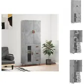 vidaXL Highboard gris béton 69,5x34x180 cm Bois composite